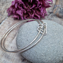 Load image into Gallery viewer, Sterling Silver Double Open Heart Bangle