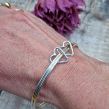 Load image into Gallery viewer, Sterling Silver Double Open Heart Bangle