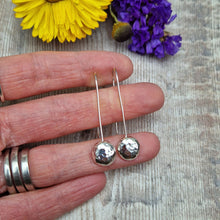 Load image into Gallery viewer, Sterling Silver Long Hammered Pebble Earrings