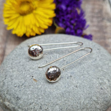 Load image into Gallery viewer, Sterling Silver Long Hammered Pebble Earrings