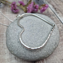 Load image into Gallery viewer, Sterling Silver Long Hammered Heart Necklace