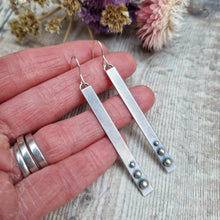 Load image into Gallery viewer, Sterling Silver Oxidised Long Rectangle Earrings