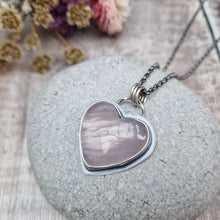 Load image into Gallery viewer, Sterling Silver and Rose Quartz Gemstone Heart Oxidised Necklace
