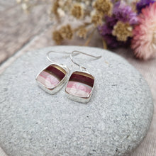 Load image into Gallery viewer, Sterling Silver Pink Rectangle Surfite Earrings