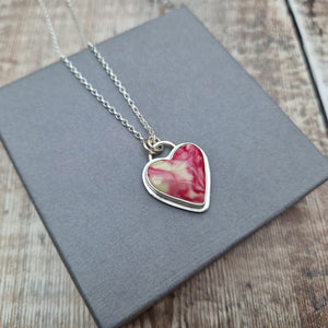 Sterling Silver Pink Surfite Heart Necklace