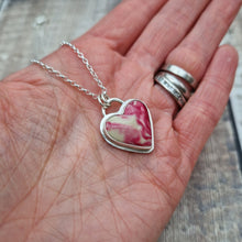 Load image into Gallery viewer, Sterling Silver Pink Surfite Heart Necklace