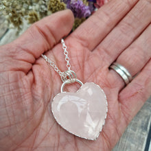 Load image into Gallery viewer, Sterling Silver and Rose Quartz Gemstone Heart Necklace - Imperfect