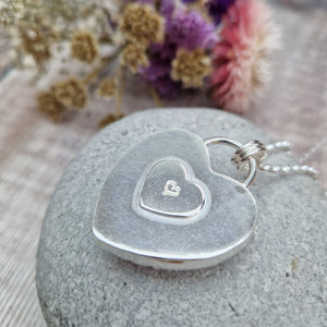 Sterling Silver and Rose Quartz Gemstone Heart Necklace - Imperfect