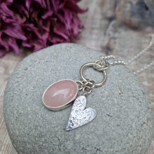Load image into Gallery viewer, Sterling Silver and Rose Quartz Gemstone Charm Necklace