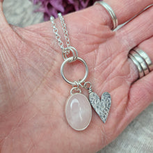 Load image into Gallery viewer, Sterling Silver and Rose Quartz Gemstone Charm Necklace