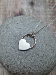 Sterling Silver Circle Necklace with Heart