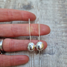 Load image into Gallery viewer, Sterling Silver Long Smooth Pebble Earrings