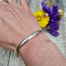 Load image into Gallery viewer, Sterling Silver Hammered Wide Round Bangle