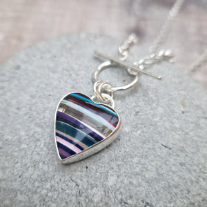 Sterling Silver Surfite Multicoloured Heart Necklace