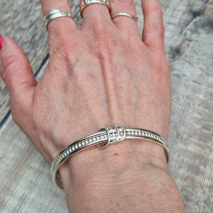Sterling Silver Three Bangle Set - Smooth and Beaded