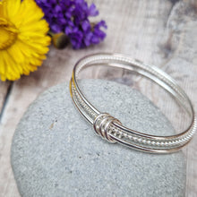 Load image into Gallery viewer, Sterling Silver Three Bangle Set - Smooth and Beaded