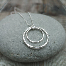 Load image into Gallery viewer, Sterling Silver Hammered Two Circle Necklace