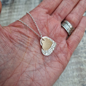 Sterling Silver and Gold Two Heart Necklace