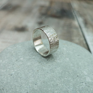 Sterling Silver Wide Textured Ring