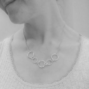 Sterling Silver Beaded Circle Link Necklace