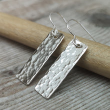 Load image into Gallery viewer, Sterling Silver Hammered Rectangle Earrings