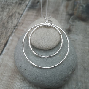 Sterling Silver Two Circle Long Necklace