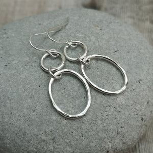 Sterling Silver Oval and Circle Earrings