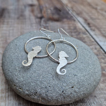 Load image into Gallery viewer, Sterling Silver Sea Horse Circle Earrings - SAMPLE