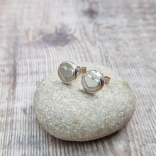 Load image into Gallery viewer, Sterling Silver Pebble Heart Stud Earrings