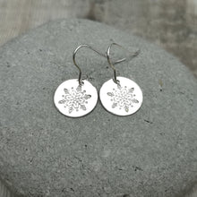 Load image into Gallery viewer, Sterling Silver Snowflake Disc Earrings
