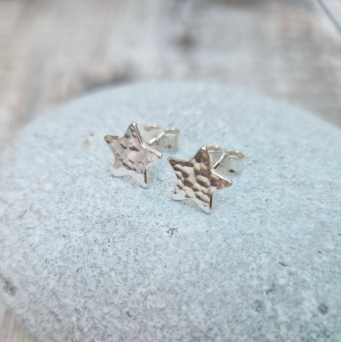 Silver hammered sale stud earrings