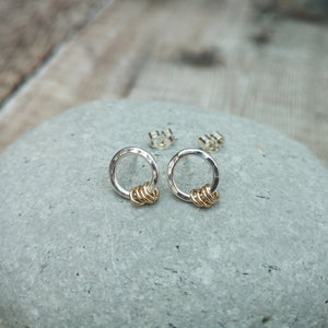 Sterling Silver Circle Studs with Four Gold Loops