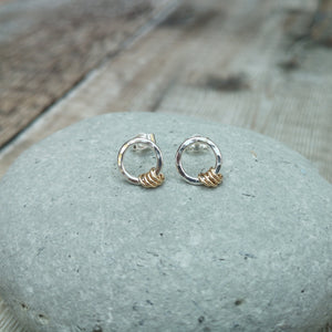 Sterling Silver Circle Studs with Four Gold Loops