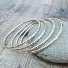 Load image into Gallery viewer, Sterling Silver Textured Round Bangle