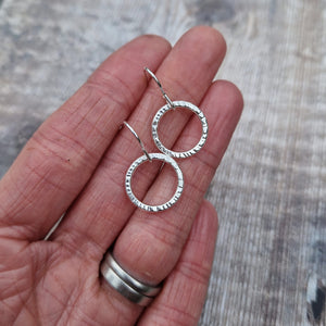Sterling Silver Textured Circle Earrings