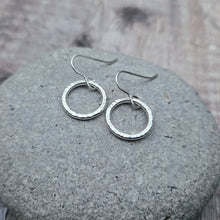 Load image into Gallery viewer, Sterling Silver Textured Circle Earrings
