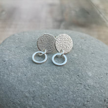 Load image into Gallery viewer, Sterling Silver Textured Disc Stud with Hoops