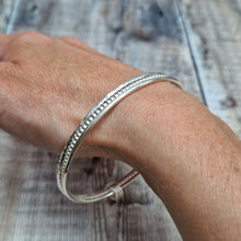 Load image into Gallery viewer, Sterling Silver Three Bangle Set - Hammered Beaded Smooth