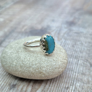 Sterling Silver Turquoise Gemstone Ring - UK Size N