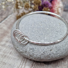 Load image into Gallery viewer, Sterling Silver Hammered Five Ring Bangle