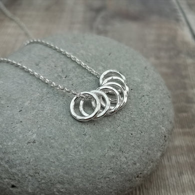 Sterling Silver Six Small Circle Necklace