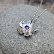 Load image into Gallery viewer, Sterling Silver Flower Necklace With Amethyst Gemstone