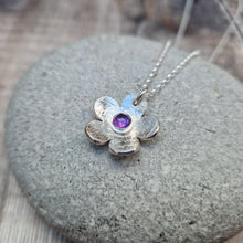 Load image into Gallery viewer, Sterling Silver Flower Necklace With Amethyst Gemstone