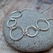 Load image into Gallery viewer, Sterling Silver Textured Circle Link Necklace
