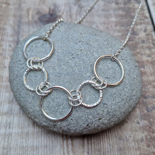 Load image into Gallery viewer, Sterling Silver Textured Circle Link Necklace