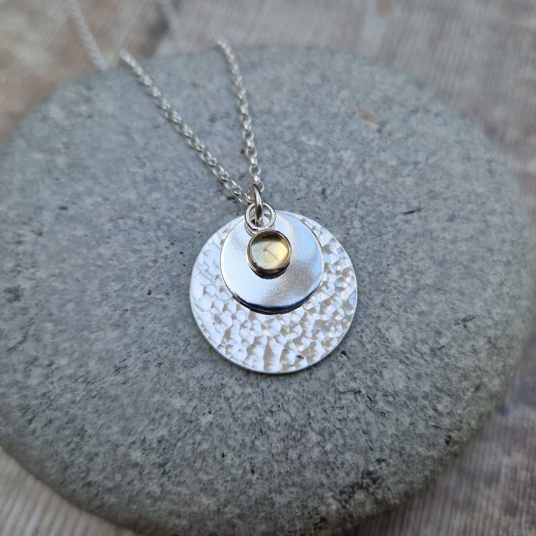 Sterling Silver and Citrine Gemstone Necklace