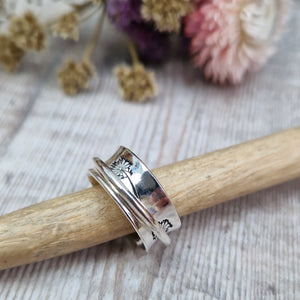Sterling Silver Dandelion Spinner Ring - UK Size Q