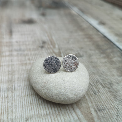 Sterling Silver Floral Disc Studs