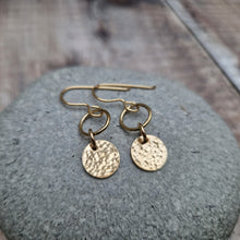 Load image into Gallery viewer, Gold Hammered Disc and Circle Earrings - SAMPLE
