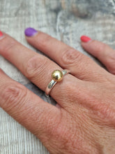 Load image into Gallery viewer, Sterling Silver and Gold Pebble Ring - UK Size P 1/2